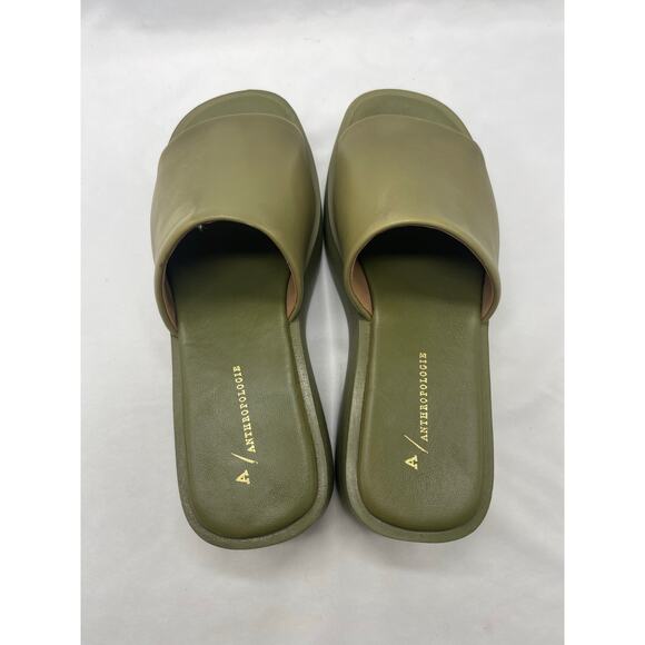 Anthropologie Platform Slide Sandals in Green Size 39/8.5 - Picture 9 of 12